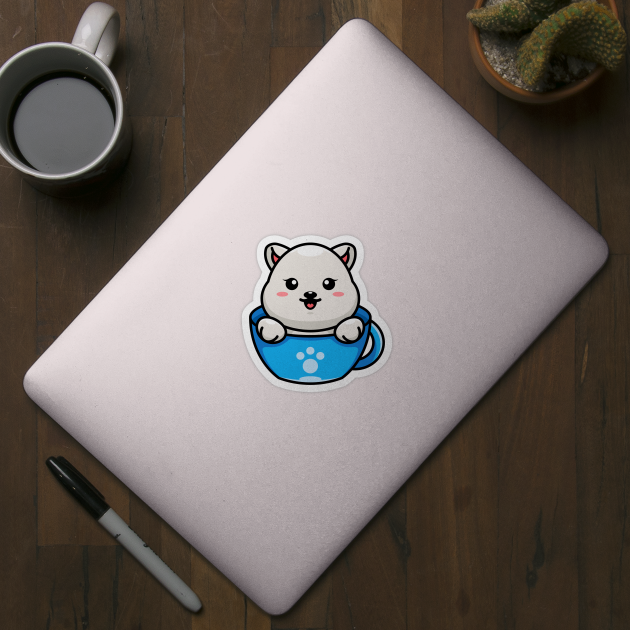 Cute polar bear on cup coffee cartoon by Wawadzgnstuff